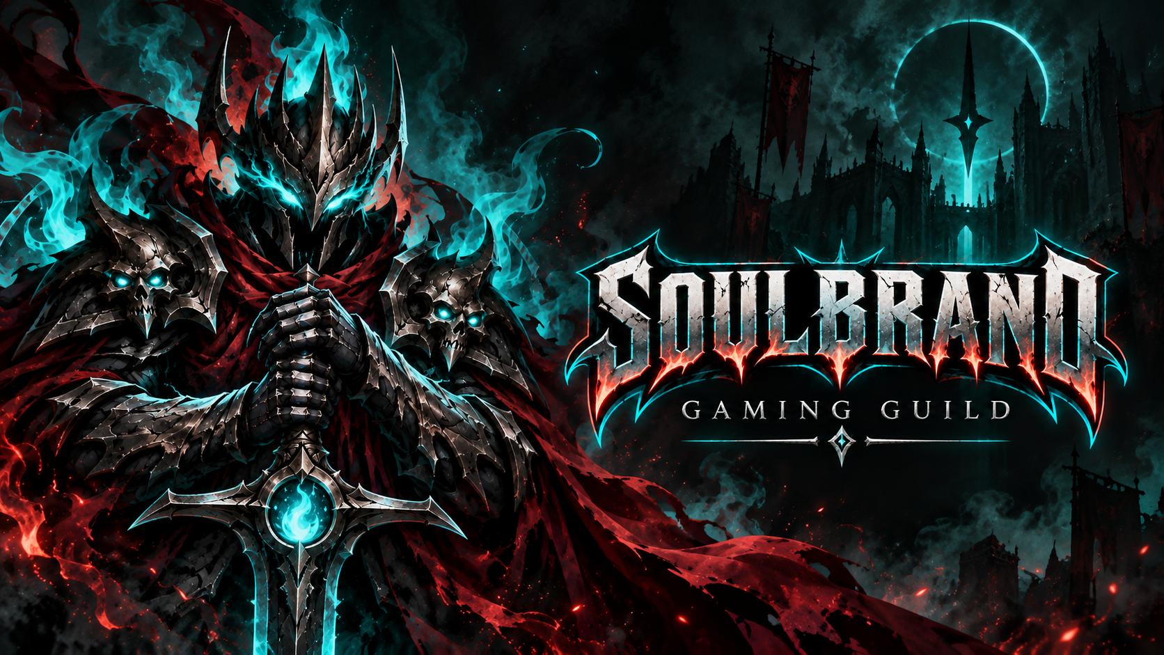 Soulbrand armored knight before a dark citadel